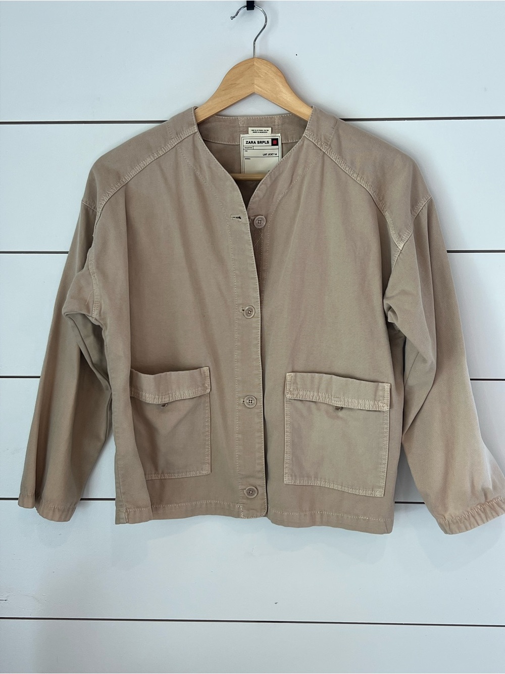 Zara Taupe‎ Utility Button Jacket girls 100%cotton